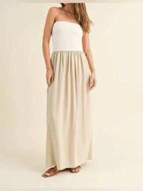 Miou Muse Classic Cream Maxi Dress, size L